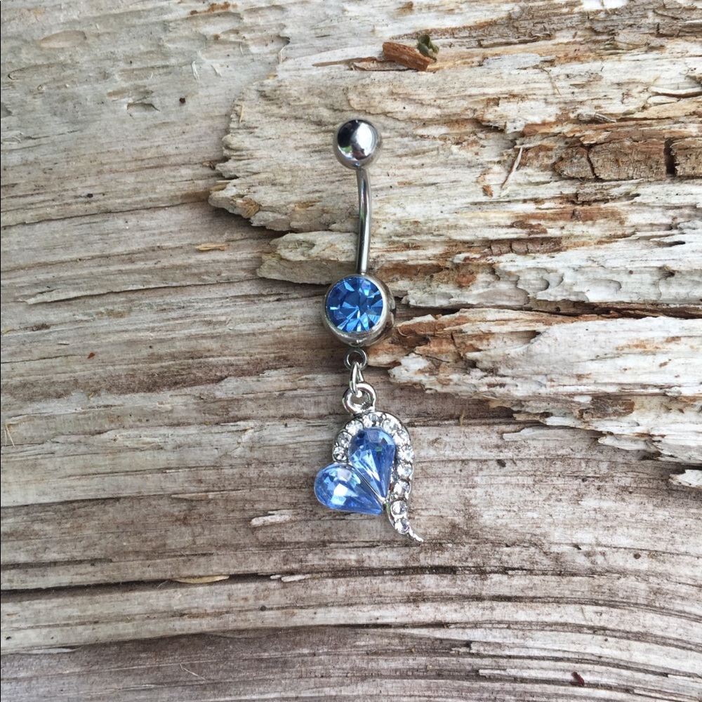 Light‎ Blue Heart Belly Button Navel Ring